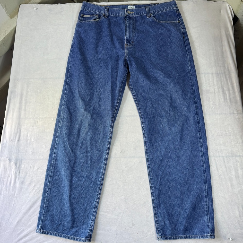 Calvin Klein Mens Straight Leg Jeans Blue Denim Stretch Relaxed Fit 5-Pockets 38